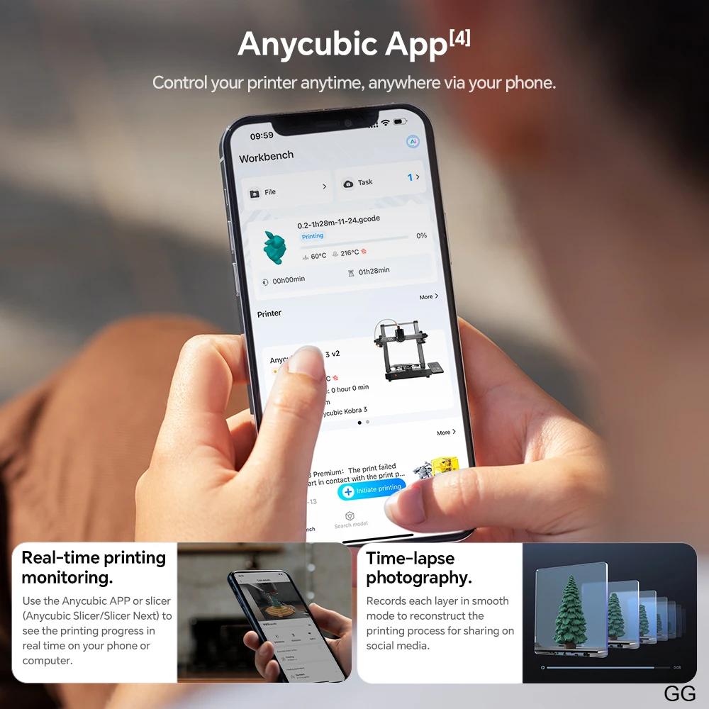 ANYCUBIC Kobra 3 V2 Combo AE Version 600mm/s Fast Printing 3D Printer 8 Colors Filament Auto Drying APP Control 3D Printer ANYCUBIC Kobra 3 V2 Combo AE Version 600mm/s Fast Printing 3D Printer 8 Colors Filament Auto Drying APP Control 3D Printer