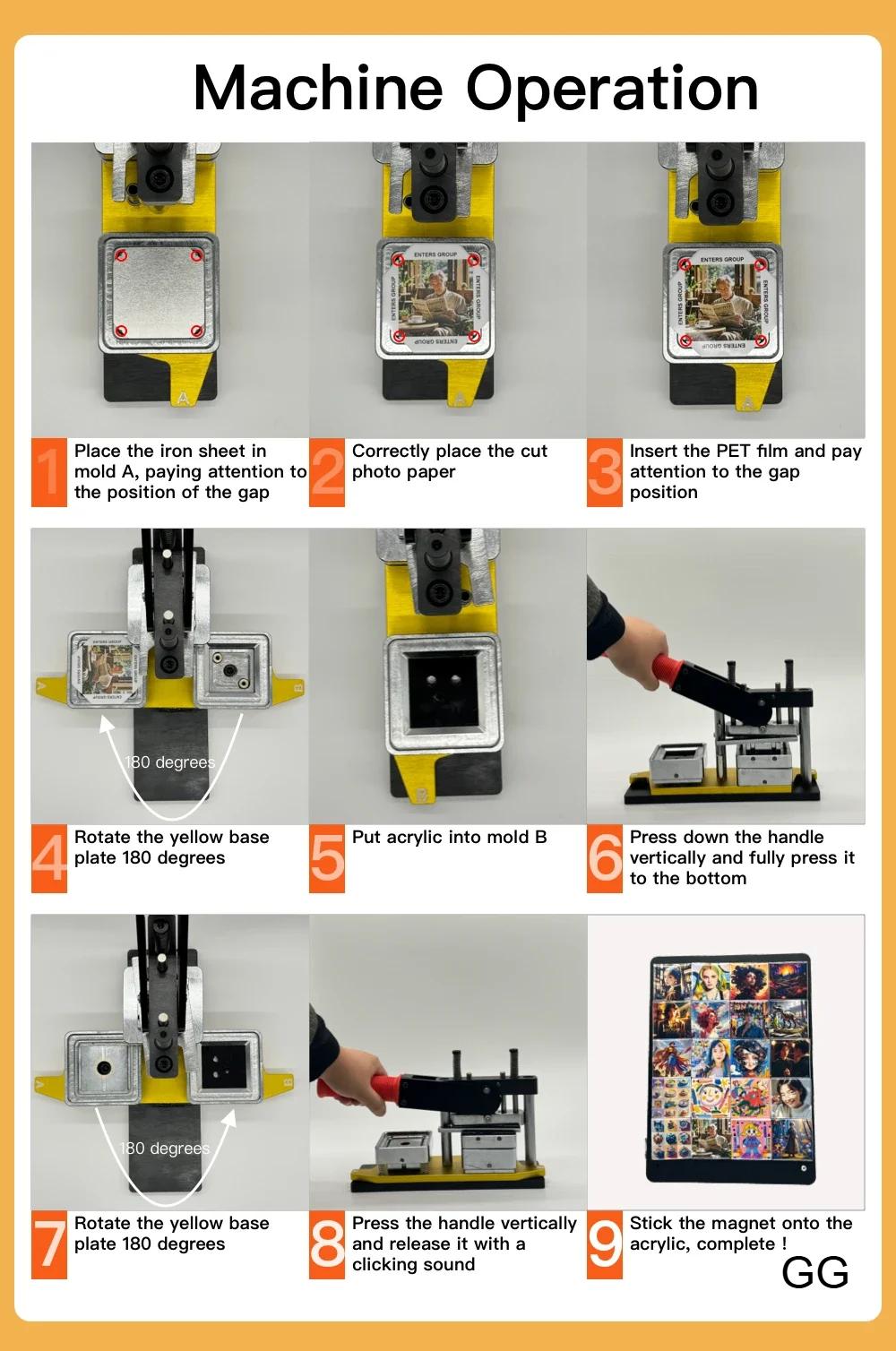 50x50mm Rotating Manual Making Square Refrigerator Badge Machine Refrigerator Magnets/Badge Pins Suitable As A Gift for Children 50x50mm Rotating Manual Making Square Refrigerator Badge Machine Refrigerator Magnets/Badge Pins Suitable As A Gift for Children